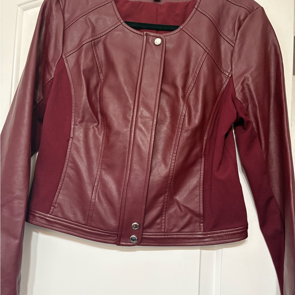 Guess Women's Deep Red Leather Jacket
